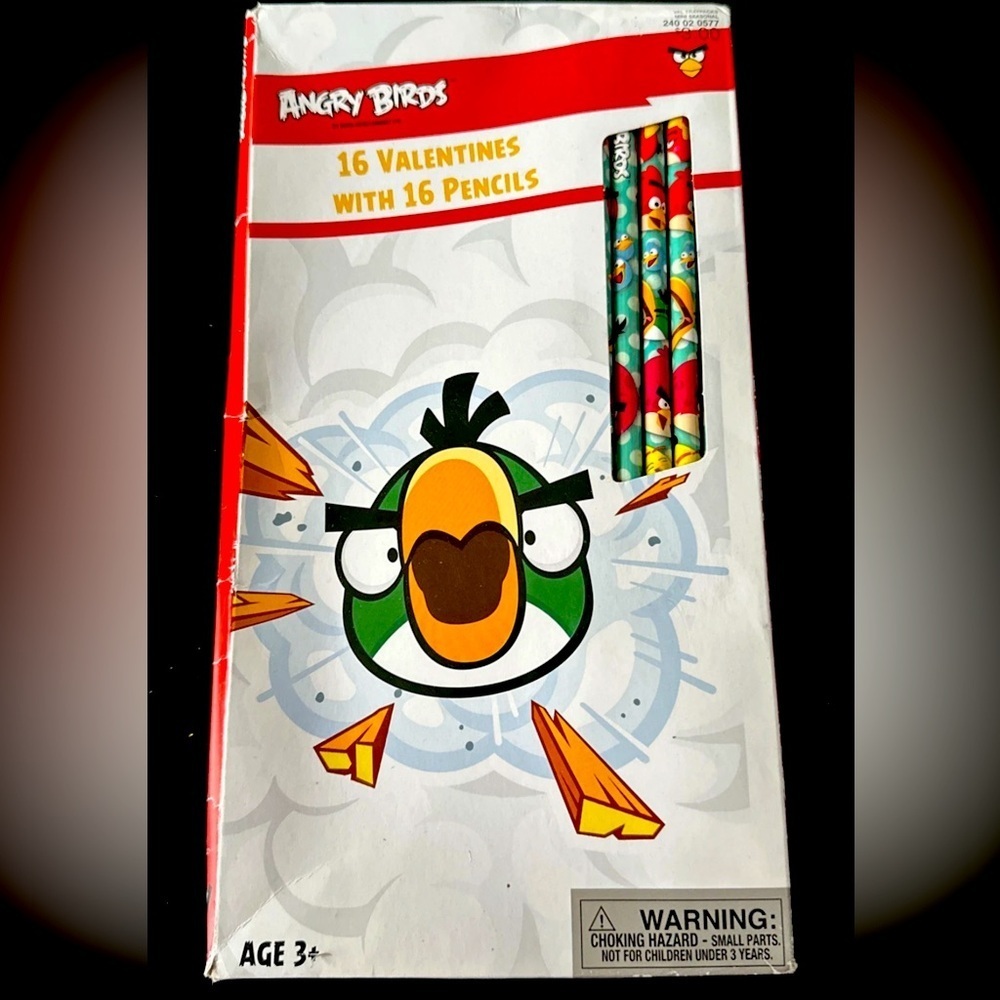 ❤️ BNIB Angry Birds 16 Valentine Cards with 16 Pencils NEW in Box By Rovio